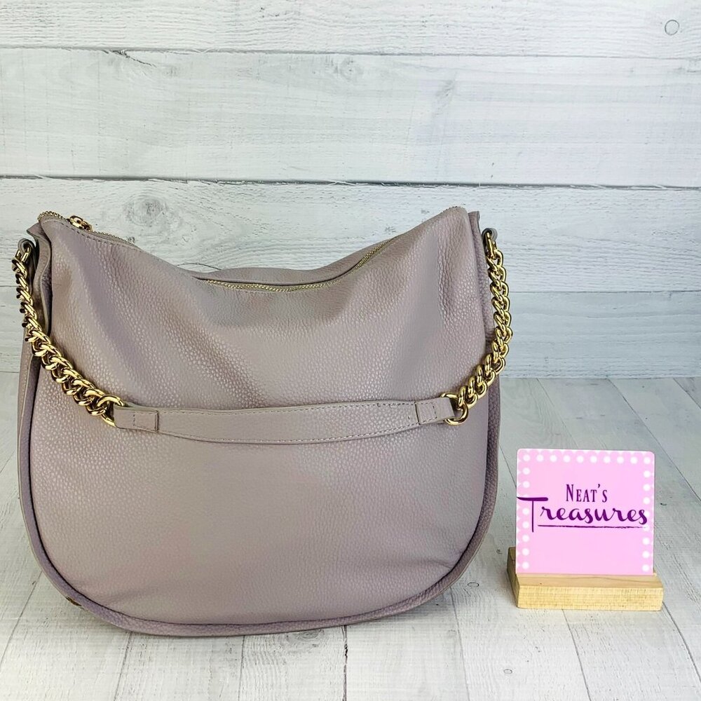 Charming Charlie Light Gray Faux Leather Large 12" x 13" Shoulder Tote Handbag